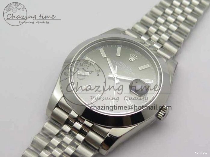 MiroTime 0701 DateJust Smooth Bezel SS Noob 1:1 Best Edition Gray Sticks Dial On Jubilee Bracelet A Packable 3505